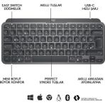 Norino Logıtech Mx Keys Mını Mınımalıst Kablosuz Bluetooth Aydınlatmalı Q Tr Klavye Siyah 920-010504 - Belirtilmemiş - Çok Renkli