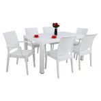 Norino Mandella Elit 90X150 Rattan 2 Elit Koltuk 4 Elit Sandalye Masa Takımı Beyaz