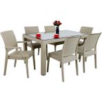 Norino Mandella Elit Rattan 90X150 2 Elit Koltuk 4 Elit Sandalye Camlı Masa Takımı Çölbeji - BELİRTİLMEMİŞ