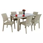Norino Mandella Elit Rattan 90X150 2 Elit Koltuk 4 Elit Sandalye Camlı Masa Takımı Çölbeji
