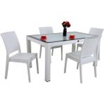 Norino Mandella Elit Rattan 90X150 4 Kişilik Elit Sandalye Camlı Masa Takımı Beyaz - BELİRTİLMEMİŞ