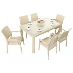 Norino Mandella Elit Rattan 90X150 Elit Koltuk Camlı Masa Takımı Çölbeji