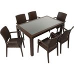 Norino Mandella Elit Rattan 90X150 Elit Koltuk Camlı Masa Takımı Kahverengi - BELİRTİLMEMİŞ