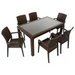 Norino Mandella Elit Rattan 90X150 Elit Koltuk Camlı Masa Takımı Kahverengi