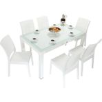Norino Mandella Elit Rattan 90X150 Elit Sandalye Camlı Masa Takımı Beyaz - BELİRTİLMEMİŞ
