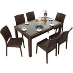 Norino Mandella Elit Rattan 90X150 Elit Sandalye Camlı Masa Takımı Kahverengi - BELİRTİLMEMİŞ