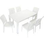 Norino Mandella Elit Rattan 90X150 Elit Sandalye Masa Takımı Beyaz - BELİRTİLMEMİŞ