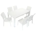 Norino Mandella Elit Rattan 90X150 Elit Sandalye Masa Takımı Beyaz