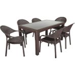 Norino Mandella Elit Rattan 90X150 Eylül Koltuk Camlı Masa Takımı Kahverengi - BELİRTİLMEMİŞ