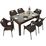 Norino Mandella Elit Rattan 90X150 Star Koltuk Camlı Masa Takımı Kahverengi - BELİRTİLMEMİŞ