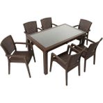 Norino Mandella Elit Rattan 90X150 Zeus Koltuk Camlı Masa Takımı Kahverengi - BELİRTİLMEMİŞ