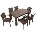 Norino Mandella Elit Rattan 90X150 Zeus Koltuk Masa Takımı Kahverengi