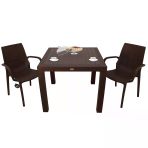 Norino Mandella Elit Rattan 90X90 2 Kişilik Nirvana Koltuk Masa Takımı Kahverengi