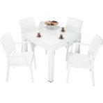Norino Mandella Elit Rattan 90X90 Elit Koltuk Camlı Masa Takımı Beyaz - BELİRTİLMEMİŞ