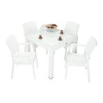 Norino Mandella Elit Rattan 90X90 Elit Koltuk Camlı Masa Takımı Beyaz