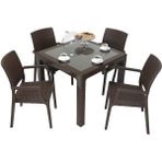 Norino Mandella Elit Rattan 90X90 Elit Koltuk Camlı Masa Takımı Kahverengi - BELİRTİLMEMİŞ