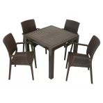 Norino Mandella Elit Rattan 90X90 Elit Koltuk Masa Takımı Kahverengi
