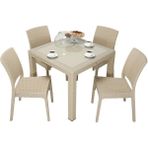 Norino Mandella Elit Rattan 90X90 Elit Sandalye Camlı Masa Takımı Çölbeji - BELİRTİLMEMİŞ