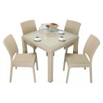 Norino Mandella Elit Rattan 90X90 Elit Sandalye Camlı Masa Takımı Çölbeji