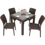 Norino Mandella Elit Rattan 90X90 Elit Sandalye Camlı Masa Takımı Kahverengi - BELİRTİLMEMİŞ