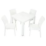 Norino Mandella Elit Rattan 90X90 Elit Sandalye Masa Takımı Beyaz