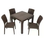 Norino Mandella Elit Rattan 90X90 Elit Sandalye Masa Takımı Kahverengi