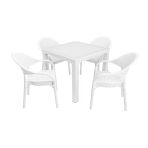 Norino Mandella Elit Rattan 90X90 Eylül Koltuk Camlı Masa Takımı Beyaz