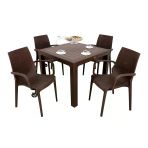 Norino Mandella Elit Rattan 90X90 Nirvana Koltuk Camlı Masa Takımı Kahverengi