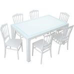 Norino Mandella Wood 90X150 Silver Napolyon Sandalye Camlı Masa Takımı - BELİRTİLMEMİŞ