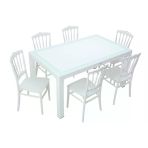 Norino Mandella Wood 90X150 Silver Napolyon Sandalye Camlı Masa Takımı