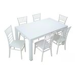 Norino Mandella Wood 90X150 Silver Tifany Sandalye Masa Takımı Beyaz