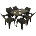 Norino Mandella Zeugma 70X120 Katlanır Ayak 6 Kişilik Polo Koltuk Masa Takımı Kahverengi - BELİRTİLMEMİŞ