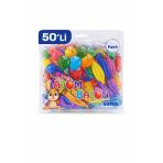 Norino Renkli Atom Balon Punch Balon Lastik İpli Parti Balonu 50 Adet