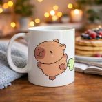 Norino Sevimli Kapibara Desenli Porselen Kupa Model 96 Capybara – Neşeli Tasarım, Kahve & Çay Kupası, Hediyelik Porselen Bardak