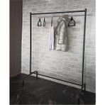 Normadia 138 cm Siyah Metal Konfeksiyon Askısı, Eşek ve Ayaklı Askılık - Seçenek 1 - Ahşap
