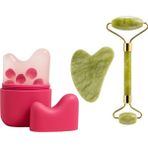 Normadia 3'lü Cilt Sıkılaştırıcı ve Canlandırıcı Set, Buz Küpü Gua Sha, Yeşim Taşı - Ahşap - Bej
