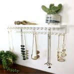 Normadia 40 cm Ahşap Duvar Askılık, Anahtarlık ve Takı Düzeni Organik Tasarım - Seçenek 1 - 1BW-Beyaz