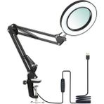 Normadia 8x Büyüteçli LED Masa Lambası, Çok Renkli, Esnek ve Ayarlanabilir - Ahşap