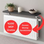 Normadia 90X15 cm Mdf Dekoratif Raf, Kalorifer Üstü Şık Tasarım - Altın - Gri