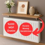 Normadia 90X15 cm Mdf Dekoratif Raf, Kalorifer Üstü Şık ve Modern Tasarım - Ahşap - Ceviz
