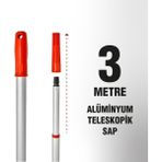 Normadia Alüminyum Teleskopik Sap, 3 Metre, Hafif ve Dayanıklı Tasarım - 1BW-Beyaz - Seçenek 1