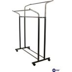 Normadia Ayarlanabilir Metal Konfeksiyon Askısı Çiftli Portatif Vitrin Askılığı - Seçenek 1 - Ahşap
