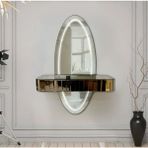 Normadia Ayna ve Ledli Bronz Çekmeceli Dresuar Takımı, Dokunmatik, Ayaksız, 150X95 cm - Altın