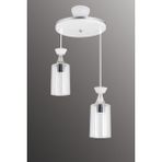Normadia Beyaz Sarkıt Tepsi, 2'li, Boru Mika, Şeffaf Cam, Krom Şeritli, Modern Avize - Seçenek 1 - 1BW-Beyaz