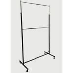 Normadia Çift Katlı Ayarlı Tekerlekli Stant, Elbise ve Mağaza Askılığı 220X120 cm - Seçenek 1 - Ahşap