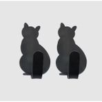 Normadia Çiftli Metal Yapışkanlı Kedi Askılık, Anahtarlık ve Banyo Kapısı Için 5x2,5cm - Seçenek 1 - Ahşap