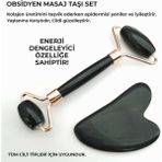 Normadia Doğal Obsidyen Masaj Taşı ve Gua Sha Seti, Sağlıklı Cilt Bakımı - 1BW-Beyaz