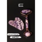 Normadia Doğal Taş Ametist Gua Sha Yüz Masaj ve Yüz Yogası Taşı Roller