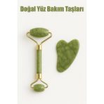 Normadia Doğal Yeşim Taşı Cilt Masaj Aleti Seti, Rahatlatıcı ve Ferahlatıcı Kullanım - Ahşap