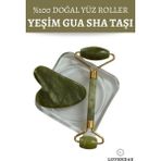 Normadia Doğal Yeşim Taşı Roller ve Gua Sha Taşı, Yüz ve Cilt Bakımına Uygun - Ahşap